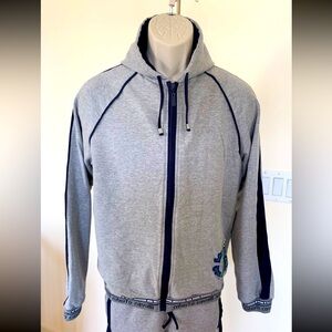 Roberto Cavalli Big Boys Kids Gray Navy Tracksuit Jacket Hoodie Sweatshirt Sz M